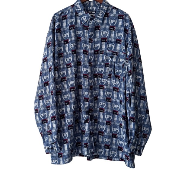 Phat Farm logo blue red vintage Y2K long sleeve button down 3XL - Picture 1 of 6